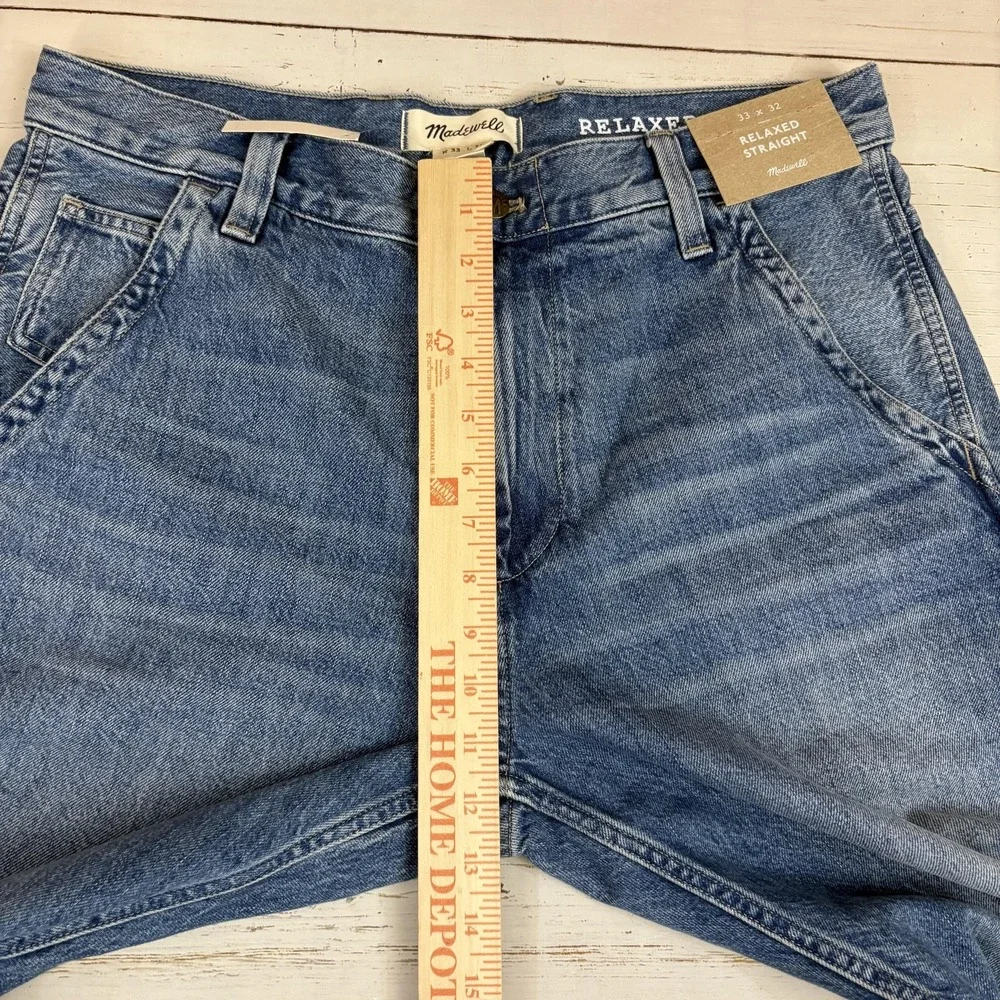 Madewell Relaxed Straight Workwear Carpenter Jeans Mens 33x32 Blue NEW NWT